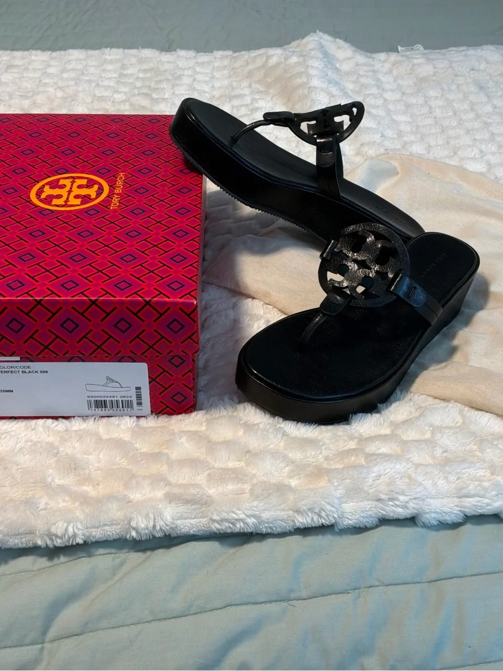 Tory Burch Perfect Black Miller Wedge Sandals